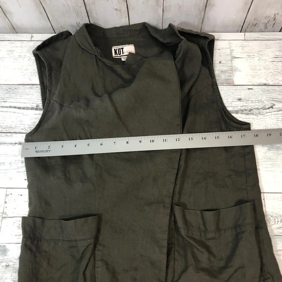 Kut from the Kloth Drape Front Sleeveless Linen Vest NWOT S - Picture 8 of 11
